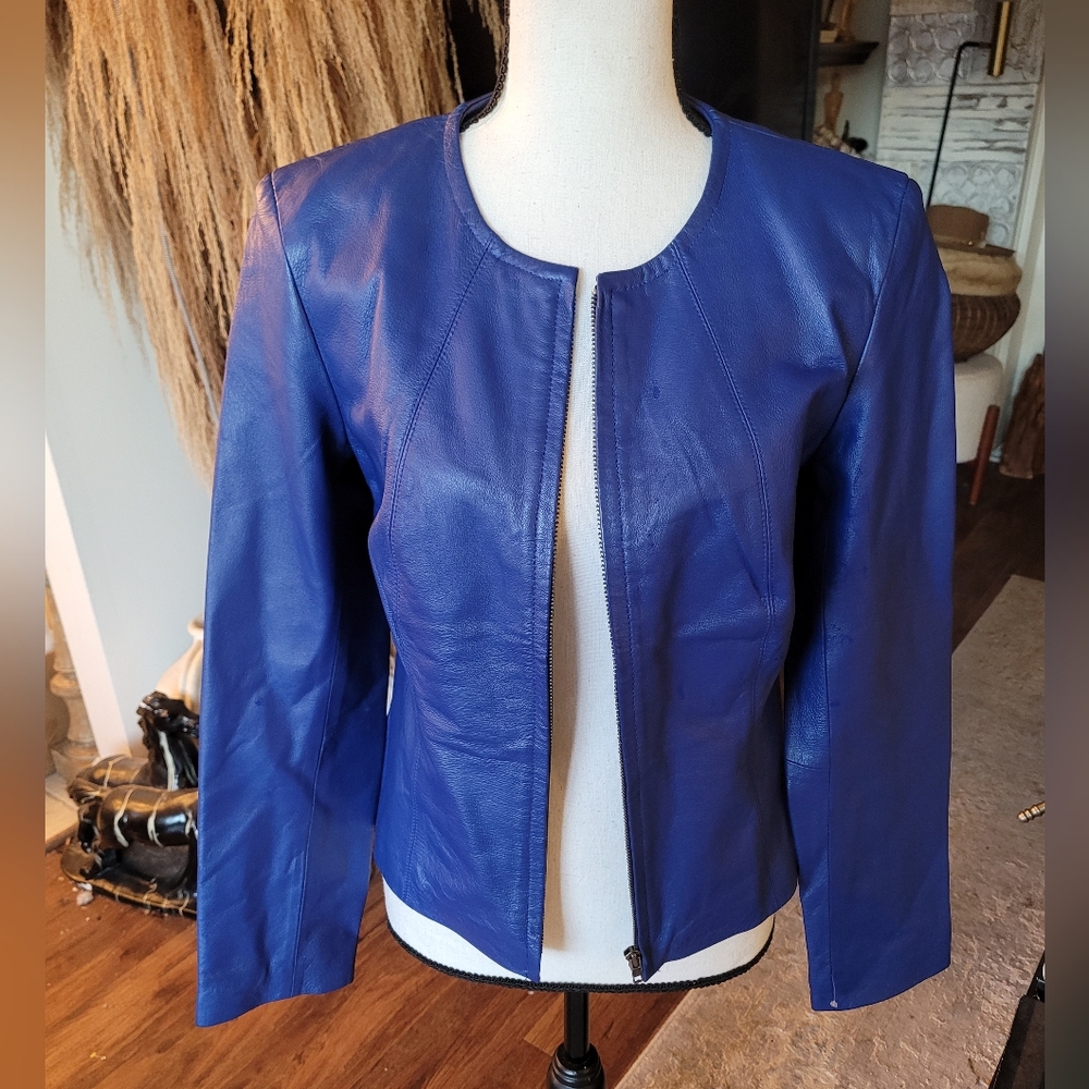 Newport News Royal Blue Leather Vintage Jacket